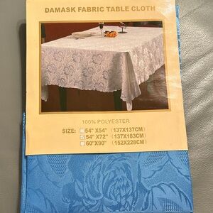 Elegant Damask Tablecloth - Blue